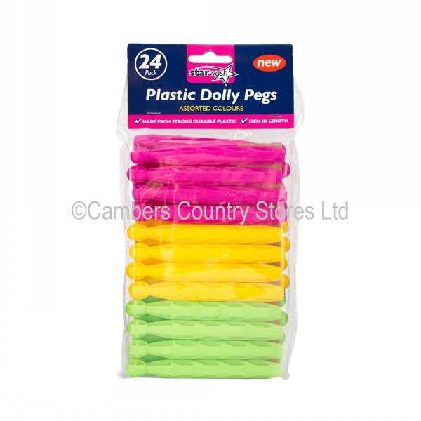 Coloured Plastic Dolly Pegs 24 Pack Cambers Country Store